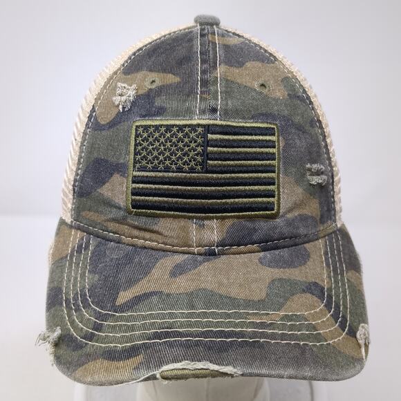 USA Flag Strapback Trucker Hat Multicolor One Size Camo C.C Exclusives - Picture 2 of 9
